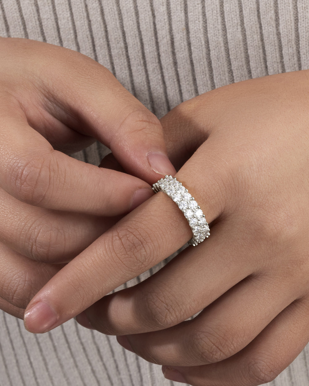 MOISSANITE DOUBLE THIN ETERNITY RING. - WHITE GOLD